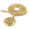 Hip Hop Stainless Steel Gold Round Eye of Horus Medal Pendant W Cuban Chain - Raonhazae