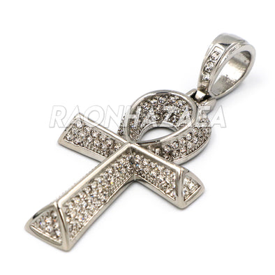 Hip Hop Stainless Steel Egyptian Ankh Pendant W Cuban Chain. - Raonhazae