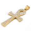 Hip Hop Stainless Steel Gold Egyptian Ankh Cross Pendant W Cuban Chain - Raonhazae