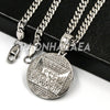 Hip Hop Iced Stainless Steel Gold Medallion Last Supper 3D Pendant W Cuban Chain - Raonhazae