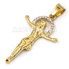 Hip Hop Iced Stainless Steel Gold/Silver Jesus Crucifix Pendant W Cuban Chain - Raonhazae