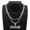 Hip Hop SAVAGE Pendant W/ Franco Chain / Tennis Choker Chain - Raonhazae