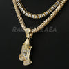 Hip Hop PRAYING HANDS Exclusive Pendant W/ Franco & Tennis Choker Chain Set - Raonhazae