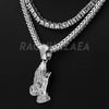 Hip Hop PRAYING HANDS Exclusive Pendant W/ Franco & Tennis Choker Chain Set - Raonhazae