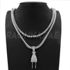 Hip Hop ELECTRIC PLUG Pendant W/ Franco Chain / Tennis Choker Chain - Raonhazae