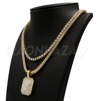 Hip Hop DOGTAG Pendant W/ Franco Chain / Tennis Choker Chain. - Raonhazae