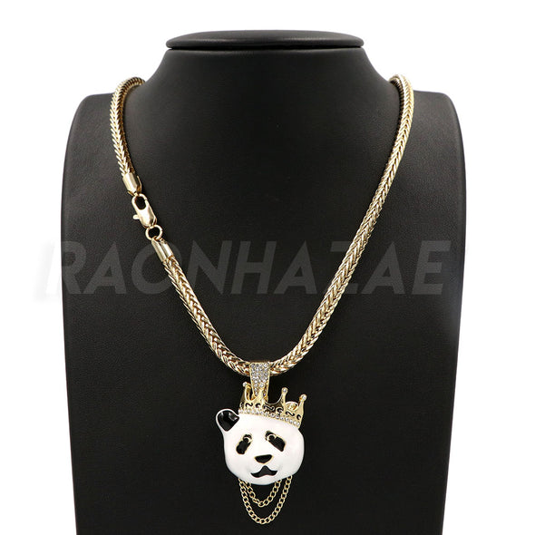 Hip Hop DESIGNER PANDA Pendant W/ Franco Chain / Tennis Choker Chain. - Raonhazae