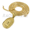 Solid Brass Gold Diamond Cut Our Lady of Guadalupe Pendant w/ 5mm 24" Concave Cuban Chain B04G - Raonhazae