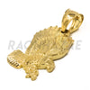 Solid Brass Gold Diamond Cut Eagle Pendant w/ 5mm 24" Concave Cuban Chain B01G - Raonhazae