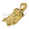Solid Brass Gold Diamond Cut Small Jesus Face Pendant Solid w/ 5mm 24" Concave Cuban Chain B09G - Raonhazae