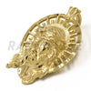 Solid Brass Gold Diamond Cut Jesus Face Halo Pendant w/ 5mm 24" Concave Cuban Chain B07G - Raonhazae