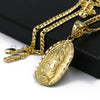 Solid Brass Gold Diamond Cut Our Lady of Guadalupe Pendant w/ 5mm 24" Concave Cuban Chain B04G - Raonhazae