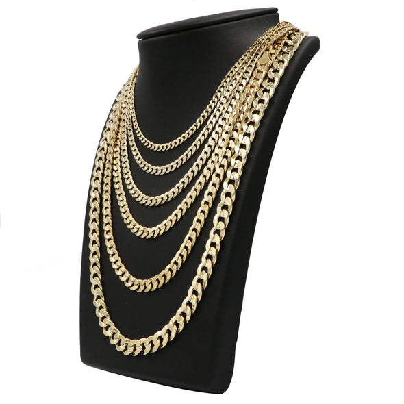 Raonhazae 14K Gold Plated Concave Cuban Necklace Chain (4-10m) W/ 8"/9"/24"/30" - Raonhazae