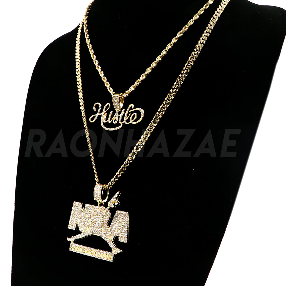 Accessories  Gold Iced Out Nba Never Broke Again Charm Chain