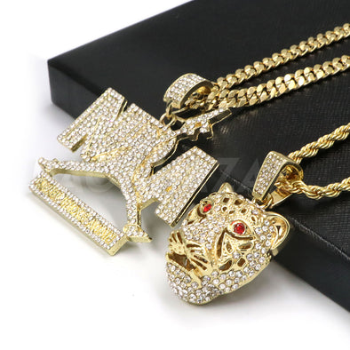 NBA NEVER BROKE AGAIN / Drake TIGER Pendant W/ Cuban and Rope Chain Set - Raonhazae