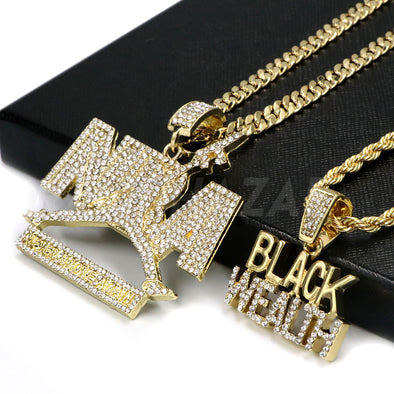 NBA NEVER BROKE AGAIN/ BLACK WEALTH Pendant W/ Black Wealth Chain Set - Raonhazae