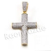 Lab diamond Micro Pave Gold PT Uzi Cross Pendant w/ Miami Cuban Chain B24G - Raonhazae