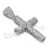 Lab diamond Micro Pave Gold PT Uzi Cross Pendant w/ Miami Cuban Chain B24G - Raonhazae