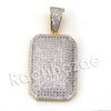 Lab diamond Micro Pave Gold PT Convex Dogtag Pendant w/ Miami Cuban Chain B24G - Raonhazae