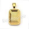 Lab diamond Micro Pave Gold PT Convex Dogtag Pendant w/ Miami Cuban Chain B24G - Raonhazae