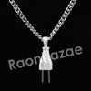 Lab diamond Micro Pave Gold PT Electric Plug Pendant w/ Miami Cuban Chain B24G - Raonhazae