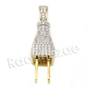 Lab diamond Micro Pave Gold PT Electric Plug Pendant w/ Miami Cuban Chain B24G - Raonhazae