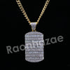 Lab diamond Micro Pave Gold PT Gambino Dogtag Pendant w/ Miami Cuban Chain B24G - Raonhazae
