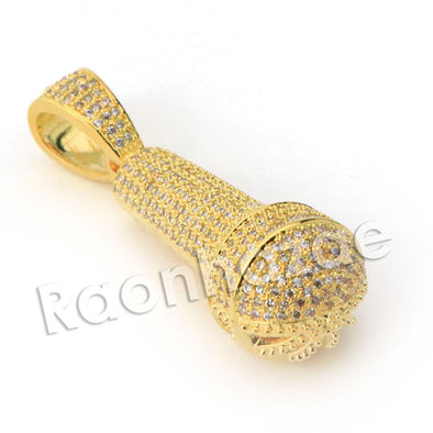 Copy of Lab diamond Micro Pave Gold PT MC Ren Mic Pendant w/ Miami Cuban Chain B24G - Raonhazae