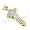 Lab diamond Micro Pave Gold Fortune Key Pendant w/ Miami Cuban Chain B24G - Raonhazae