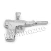 Lab diamond Micro Pave Gold Hand Pistol Pendant w/ Miami Cuban Chain BR008 - Raonhazae