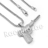 Lab diamond Micro Pave Gold Hand Pistol Pendant w/ Miami Cuban Chain BR008 - Raonhazae