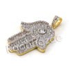 Lab diamond Micro Pave Love Hamsa Vision Pendant w/ Miami Cuban Chain BR009 - Raonhazae