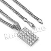 Lab diamond Micro Pave Rectangular Ice Pendant w/ Miami Cuban Chain BR010 - Raonhazae