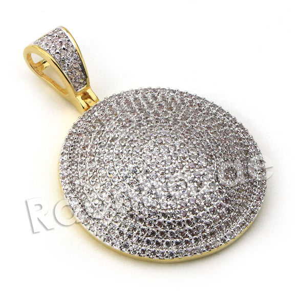 Lab diamond Micro Pave Medallion Round Pendant w/ Miami Cuban Chain BR011 - Raonhazae