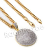 Lab diamond Micro Pave Medallion Round Pendant w/ Miami Cuban Chain BR011 - Raonhazae