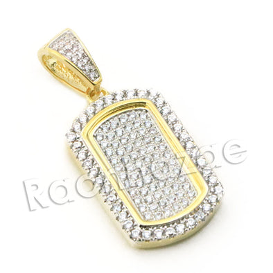 Lab diamond Micro Pave Mini Chiseled Dogtag Pendant w/ Miami Cuban Chain BR016 - Raonhazae