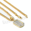 Lab diamond Micro Pave Mini Chiseled Dogtag Pendant w/ Miami Cuban Chain BR016 - Raonhazae