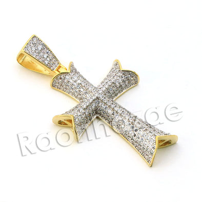 Lab diamond Micro Pave Shizzle Jesus Cross Pendant w/ Miami Cuban Chain BR019 - Raonhazae