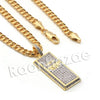Lab diamond Micro Pave Uzi Gold Brick Mini Pendant w/ Miami Cuban Chain BR020 - Raonhazae