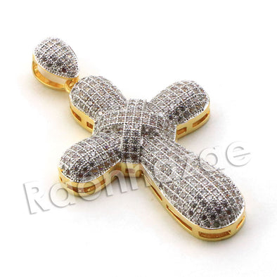 Lab diamond Micro Pave Rounded Medival Cross Pendant w/ Miami Cuban Chain BR020 - Raonhazae