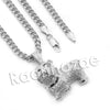 Lab diamond Micro Pave Ruff Ryders Bull Dog Pendant w/ Miami Cuban Chain BR022 - Raonhazae
