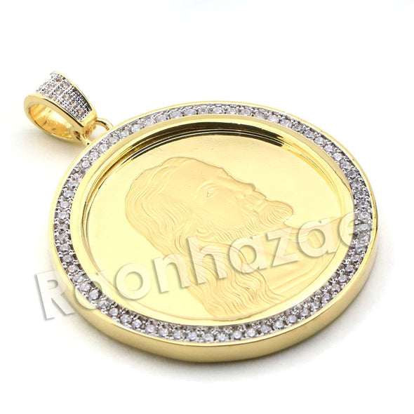 Lab diamond Micro Pave Medallion Last Supper Pendant w/ Miami Cuban Chain BR035 - Raonhazae