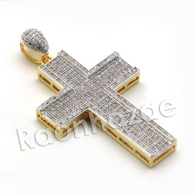 Lab diamond Micro Pave Jesus Cross Pendant w/ Miami Cuban Chain BR039 - Raonhazae