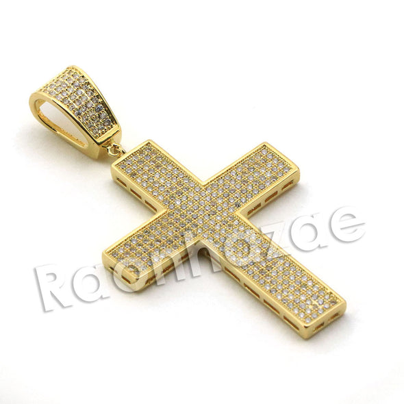 Lab diamond Micro Pave Jesus Cross Grid Pendant X w/ Miami Cuban Chain BR040 - Raonhazae