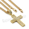 Lab diamond Micro Pave Jesus Cross Grid Pendant X w/ Miami Cuban Chain BR040 - Raonhazae