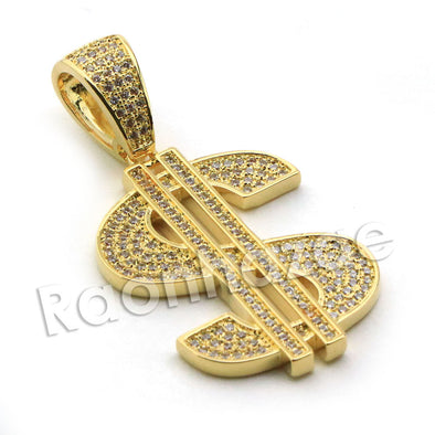 Lab diamond Micro Pave Dollar Sign w/ Miami Cuban Chain BR041 - Raonhazae