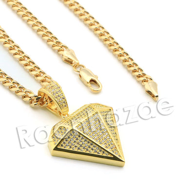 Lab diamond Micro Pave Diamond Symbol Pendant w/ Miami Cuban Chain BR050 - Raonhazae