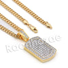 Lab diamond Micro Pave Grid Dog Tag Pendant w/ Miami Cuban Chain BR052 - Raonhazae