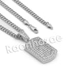 Lab diamond Micro Pave Grid Dog Tag Pendant w/ Miami Cuban Chain BR052 - Raonhazae