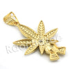 Lab diamond Micro Pave Marijuana Leaf Hands Pendant w/ Miami Cuban Chain BR053 - Raonhazae